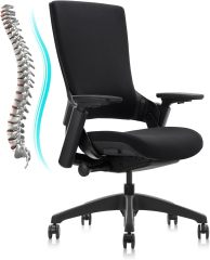 CLATINA Swivel Executive Computer Chair with 3D Armrest and Lumbar Support, Adjustable Ergonomic Fabric Backrest Task Chair for Home Office Conference Room