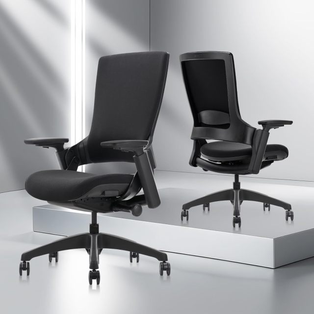 CLATINA Swivel Executive Computer Chair with 3D Armrest and Lumbar Support, Adjustable Ergonomic Fabric Backrest Task Chair for Home Office Conference Room