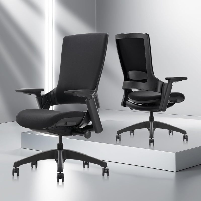 CLATINA Swivel Executive Computer Chair with 3D Armrest and Lumbar Support, Adjustable Ergonomic Fabric Backrest Task Chair for Home Office Conference Room
