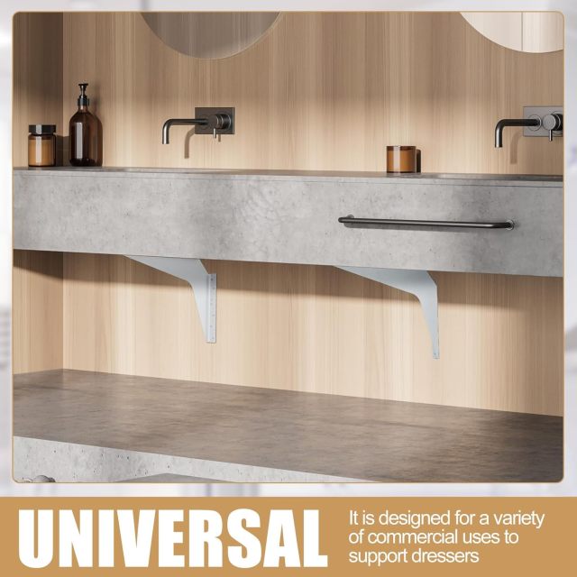Blulu One Pair Heavy Duty Commercial Bracket, Countertop Support Bracket, Steel Mounting Reversible Holder Workstation Industrial Support Holder for Shelves Desks (15" x 21",White)