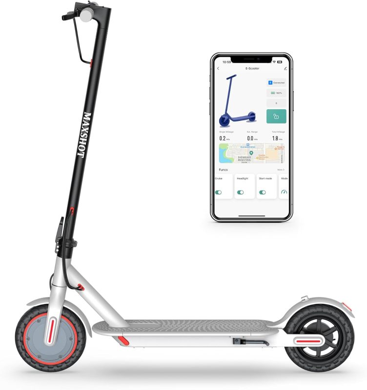 MAXSHOT Electric Scooter for Adults, 8.5/10/14" Tires, 19/22Mph, 350W/500W Motor, 21-28 Miles Range, Folding E-Scooter with Dual Suspension,APP Contro