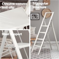 HillhutApex 4 Step Foldable Aluminum Step Ladder with Handgrip, Anti-Slip Pedal, 330 lbs Capacity, Lightweight & Portable for Home, Kitchen, Office, Garage (White)