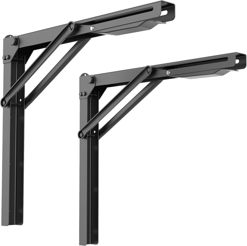 Ultrawall Folding Shelf Brackets, Heavy Duty Collapsible Shelf Bracket, 18 Inch Sturdy Table Brackets, Max Load 550lb, 2Pcs