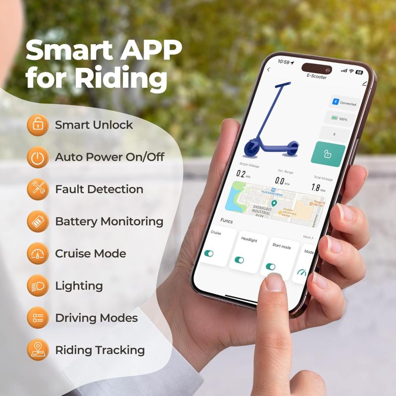 MAXSHOT Electric Scooter for Adults, 8.5/10/14" Tires, 19/22Mph, 350W/500W Motor, 21-28 Miles Range, Folding E-Scooter with Dual Suspension,APP Contro