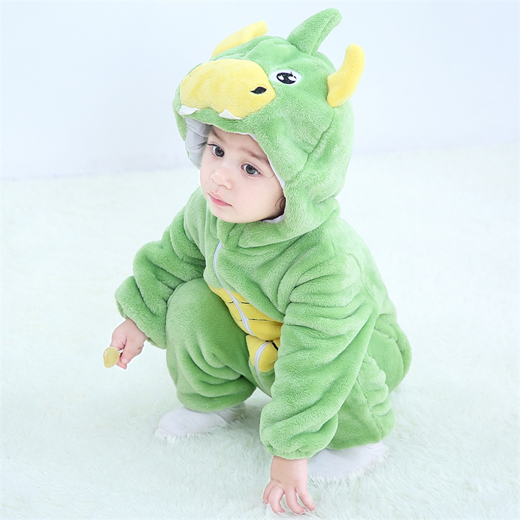 MICHLEY OEM Children Hooded Animal Clothing Girls Cosplay Jumpsuits Flannel Baby Boys' One-Piece Rompers  ASD10