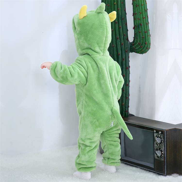 MICHLEY OEM Children Hooded Animal Clothing Girls Cosplay Jumpsuits Flannel Baby Boys' One-Piece Rompers  ASD10