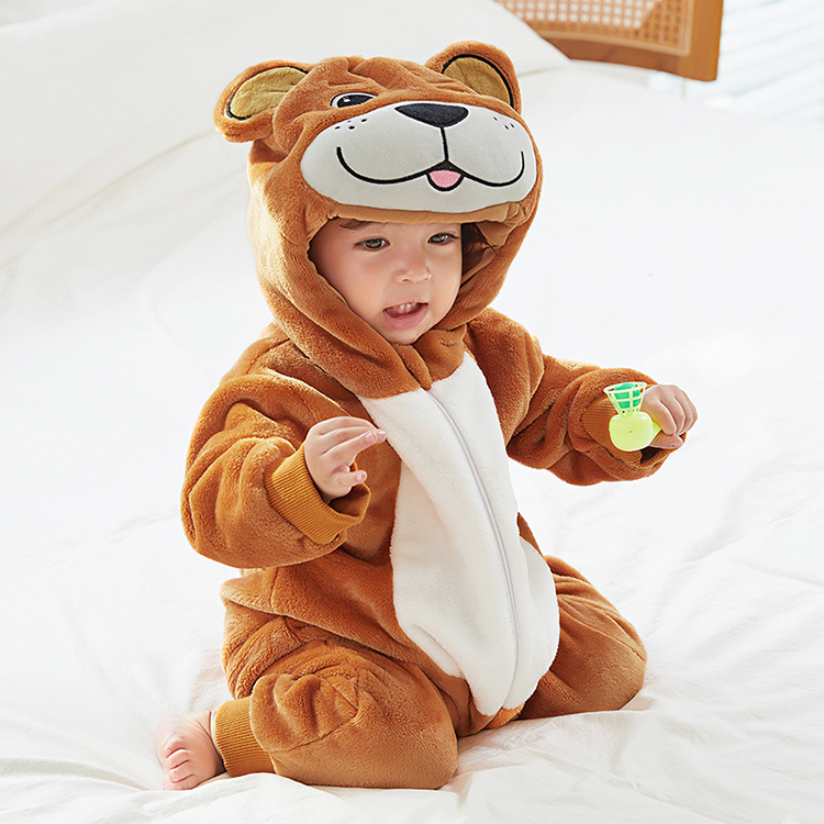 MICHLEY Hot sale for Boys Baby Romper Jumpsuits Unisex Winter Flannel Bear Baby Animal Costume  ASF20