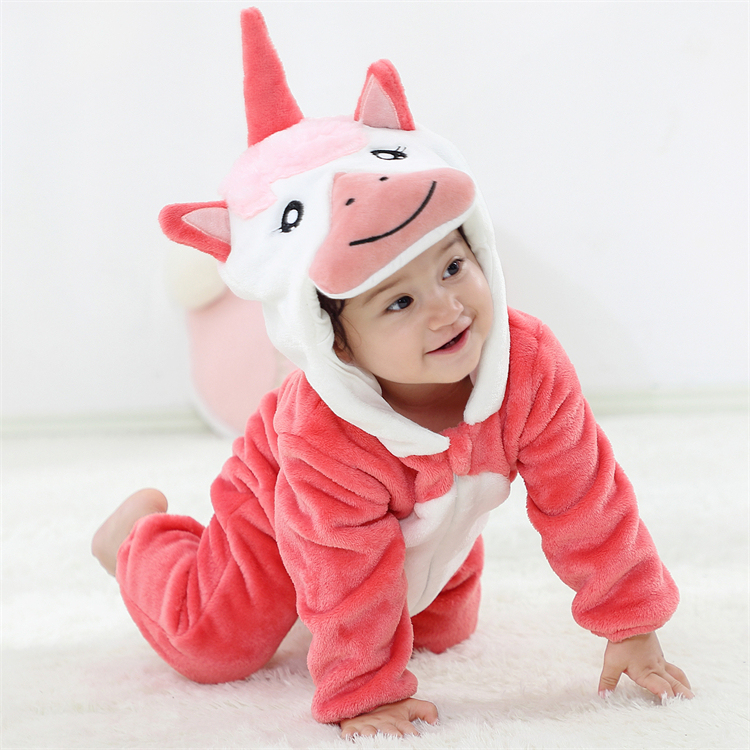 Michley Cartoon Baby Clothes Children's Winter Jumpsuit Cartoon Animal Unicorn Baby Romper Suit ASD16