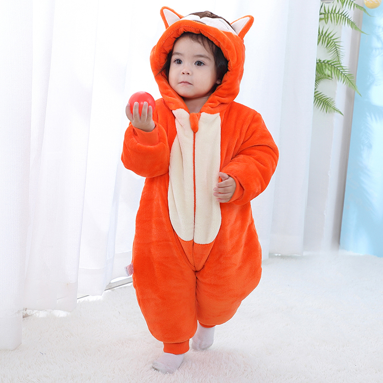 Michley Thicken Baby Clothes Children's Winter Jumpsuit Cartoon Animal Fox Winter Thick Baby Climbing Suit QJM1