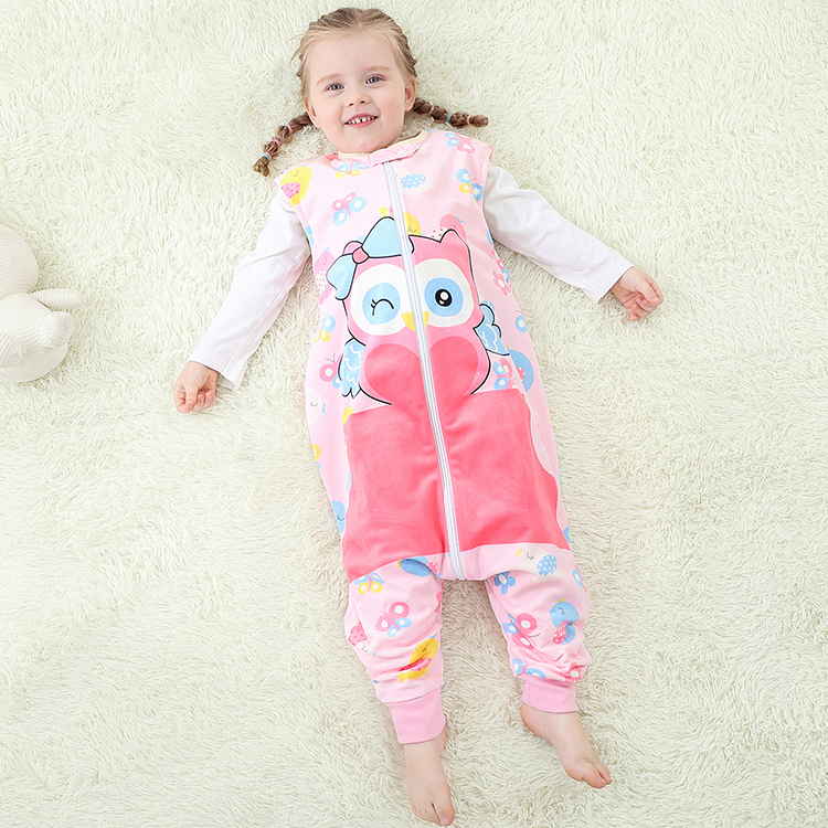 Michley 1-6 Years Girls Pink Animal Sleeping Sack Kids Applique Soft Flannel Spring Children Sleepwear Pajama SD07-PM