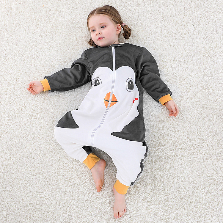 Michley New Design Autumn One Pieces Anti-kick Pyjamas Children Penguin Flannel Boy's Long Kids Pajama SD08-QE