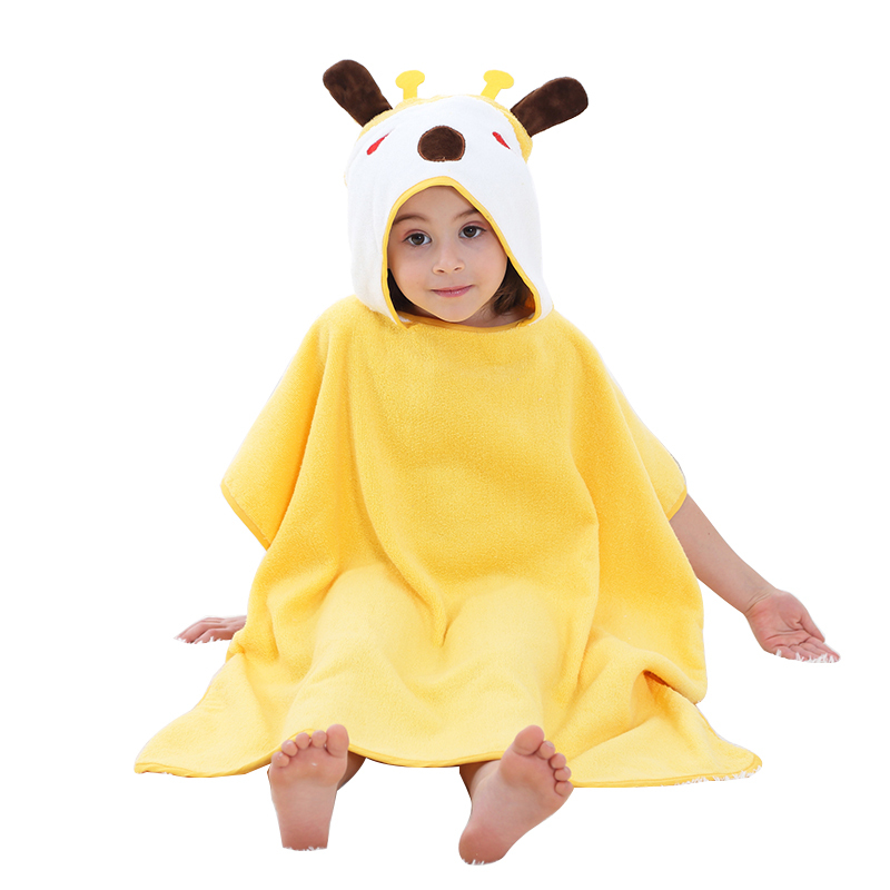 MICHLEY Hooded Giraffe Design Towels Girls Poncho Robe Toddler Beach Towel WEF-Y