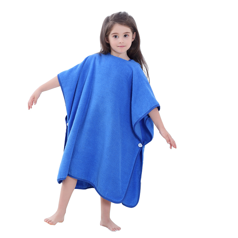 MICHLEY Children Quick-dry Poncho Boys Cotton Hooded Robe Girls Elephant Beach Towel WEF-BL
