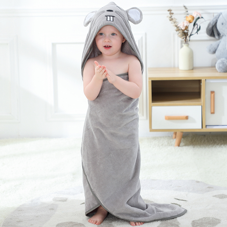 MICHLEY Hotsale Kids Gery Mouse Towels 3-7 Years Boys 100% Cotton Beach Towels Hooded Boys Towels WEA-GR