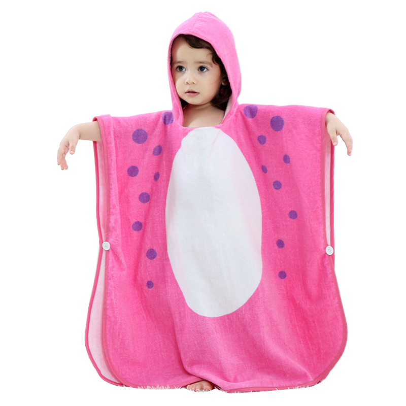 MICHLEY Boys 100% Cotton Beach Towel Girls Hooded Poncho Animal Blanket Towels for kids QWC