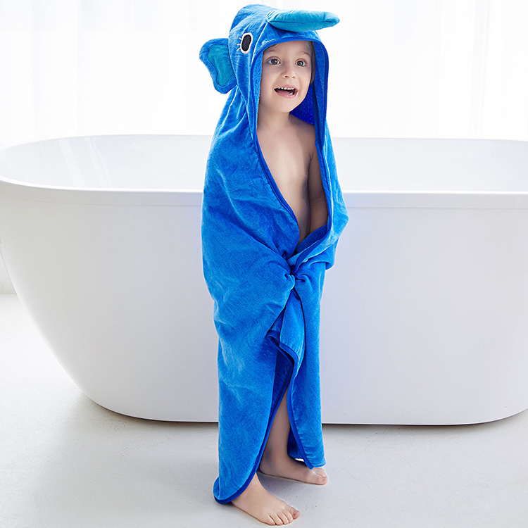 MICHLEY 100% Cotton Child Cartoon Elephant Bath Robe Kids Animal Hoodie Sleep Baby Hooded Towel  QWA4