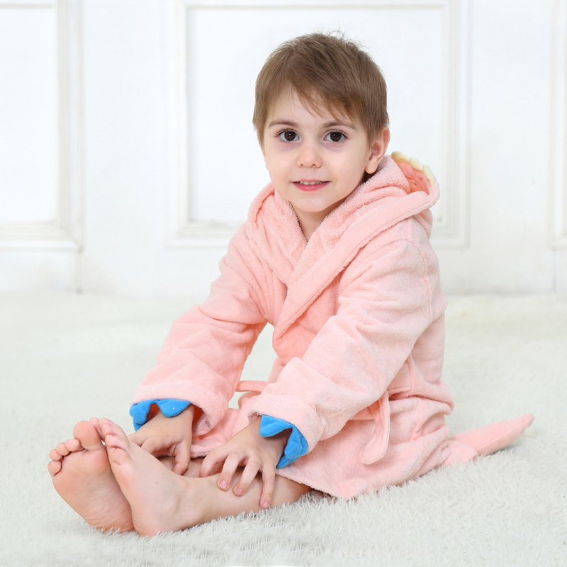 MICHLEY Children Cartoon Dinosaur Towel Kids Belt Pajama Toddler Girls Hooded Bath Robe Bathrobe for kids JY0245-P