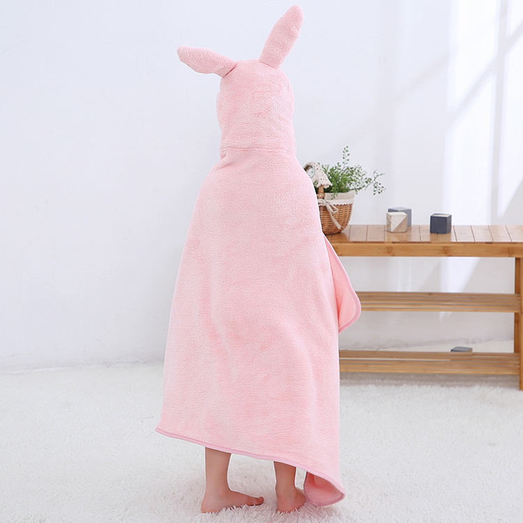 Michley Coral Fleece Bathroom 3D Animal Baby Hooded Bath Towel for Kids JKL-FT