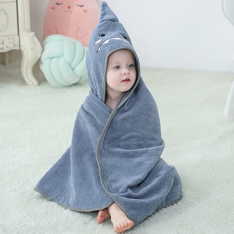 MICHLEY Hooded Cute Bath Towel Boys And Girls Shark Absorbent Cartoon Animal Bathrobe Wholesale Kids Towel WEH-GR