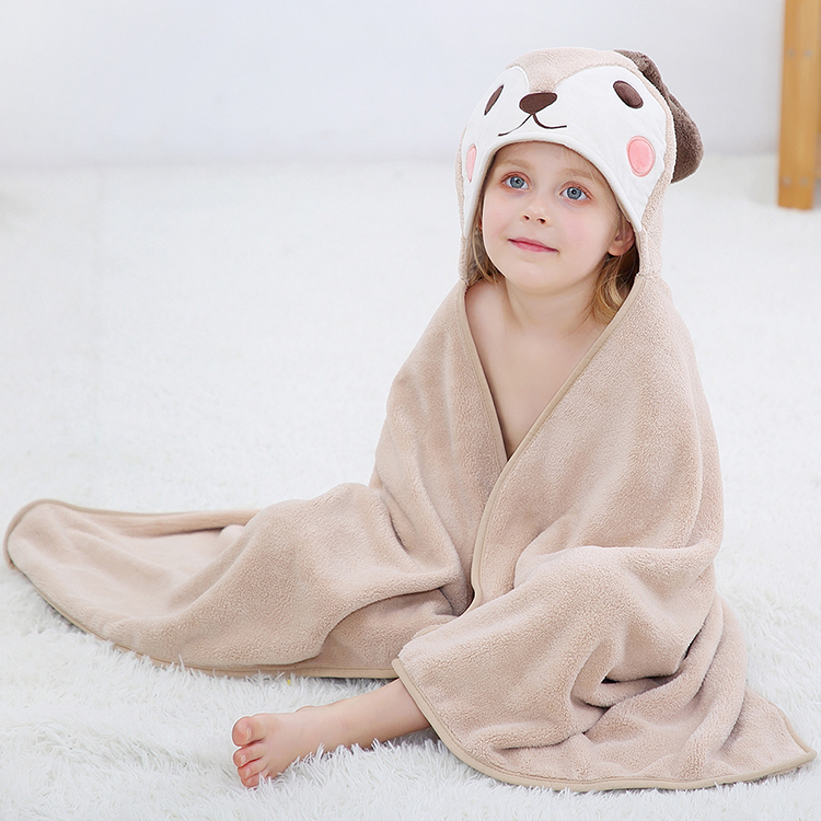 Michley Children's Bath Towel Flannel Fleece Animal Baby Hooded Towel for Baby Bath JKL-Dog