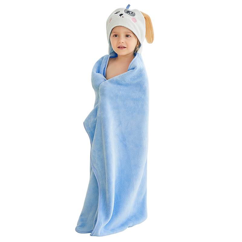 Michley Ready to ship 80*130 cm Kids Animal Blue Dog Beach Bathrobe Pool Party Bath Towel for Kids 20PJ-LG