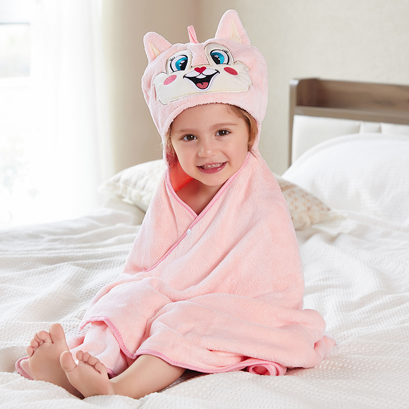 Michley Boys Cartoon Animal Bath Robe Children Coral Fleece Wearable Baby Girls Blankets Kids Towels WM-fox