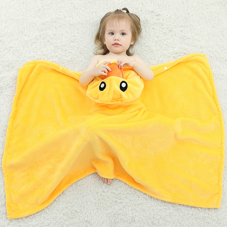 Michley Summer 100% Flannel Cartoon Panada Solid Color Knitted Baby Animal Blanket GT-duck