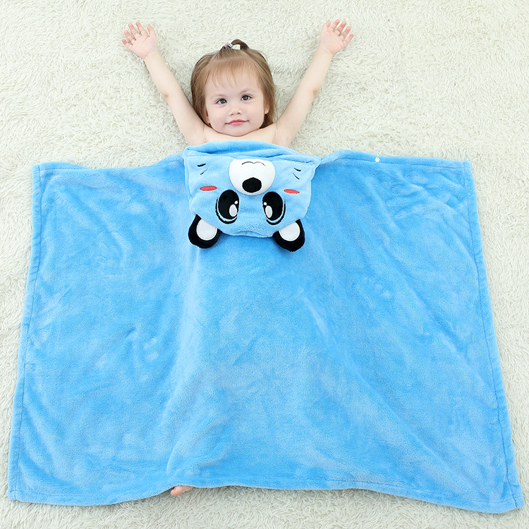 Michley Cute Animal Shaped Baby Hooded Bathrobe Cartoon Pattern Wrap Blanket Infant Fleece Hood Blankets GT-bear