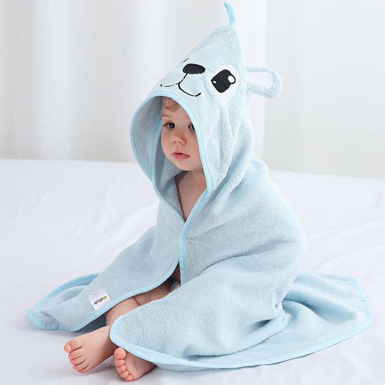 MICHLEY 75*75 cm Summer Hot Selling Bamboo Fiber Towels for Children Soft and Cheap Bath Towels Hooded Blue Dog Cotton Towel Z1-XG