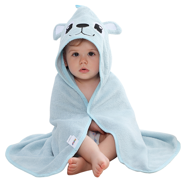 MICHLEY 75*75 cm Summer Hot Selling Bamboo Fiber Towels for Children Soft and Cheap Bath Towels Hooded Blue Dog Cotton Towel Z1-XG