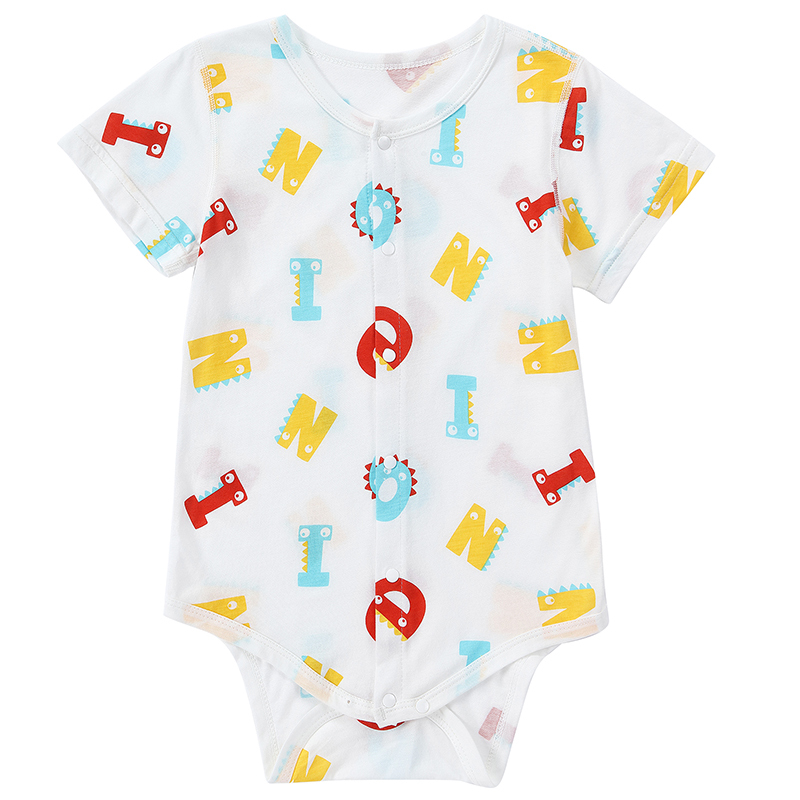 Michley Baby Boy Rompers Short Sleeve Cartoon Toddler Summer Bamboo Cute Clothes  XSZ3