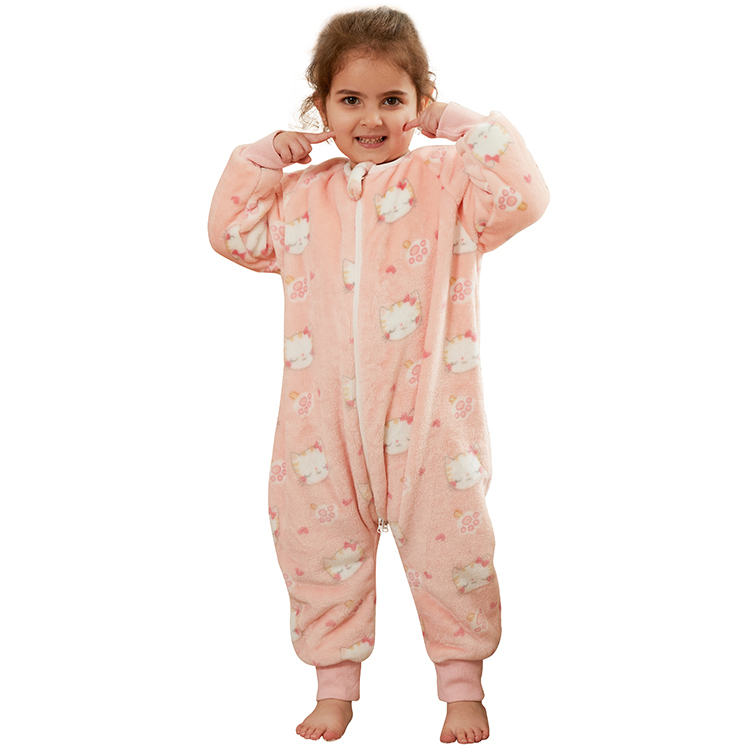 Michley Baby Girls'  Cat Rompers  Toddler Long Sleeve Zip-Front One Piece Pajama F01-MM