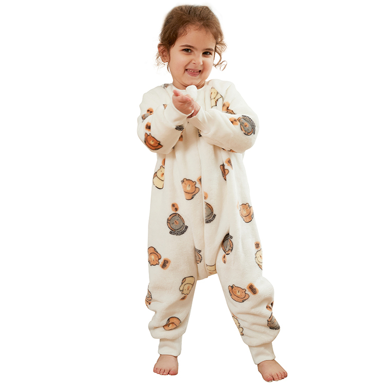 Michley Kids Bear Onesie Cartoon Pajamas for Girls Boys White One Piece Animal Rompers F01-BX