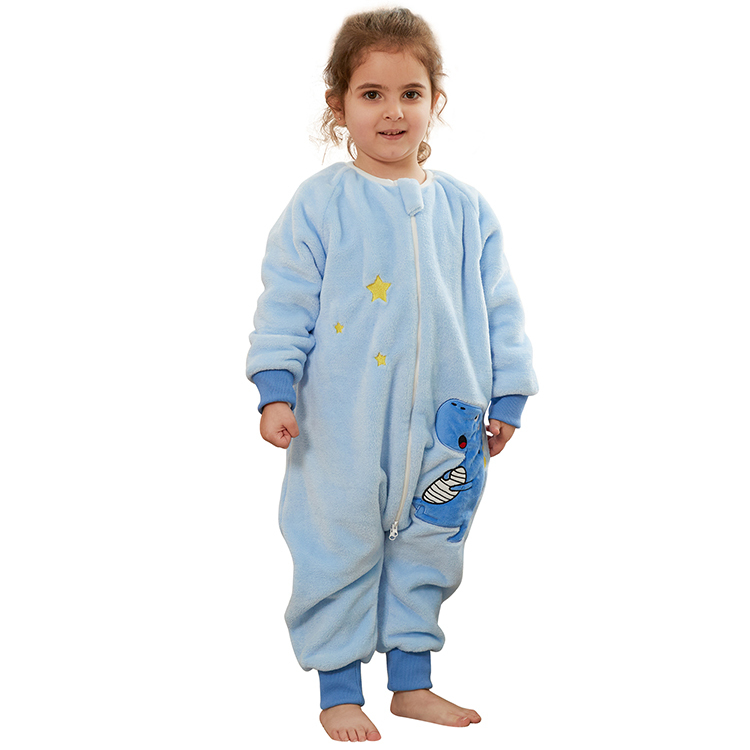 Michley 1-5 years kids Sleeping Bag Children Blue Dinosaur  Fleece Onesie Pajamas F01-KL