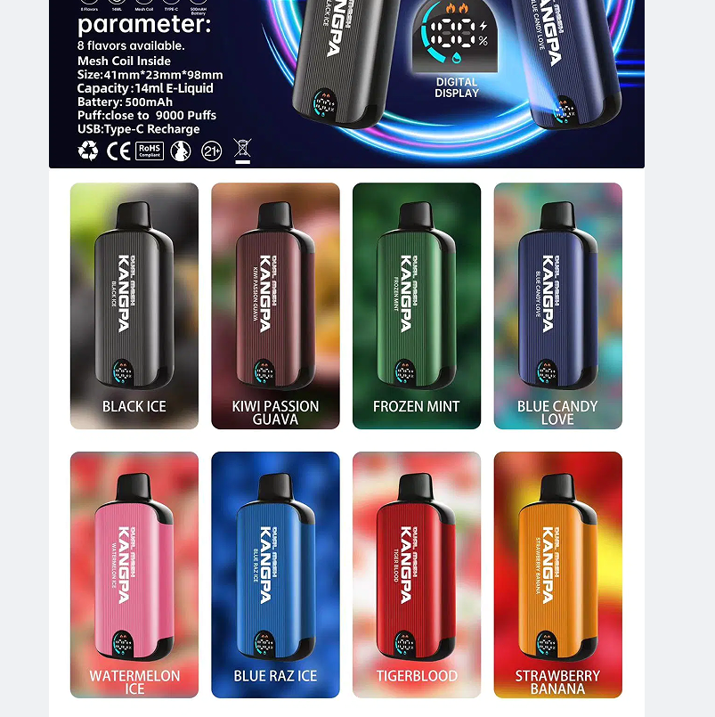 2021 Most Popular 2024 Pod Vabeen 10000 Puffs  kangpa kp90 9000 puffs Bar Wholsale Vpae Crystal Disposable Vape