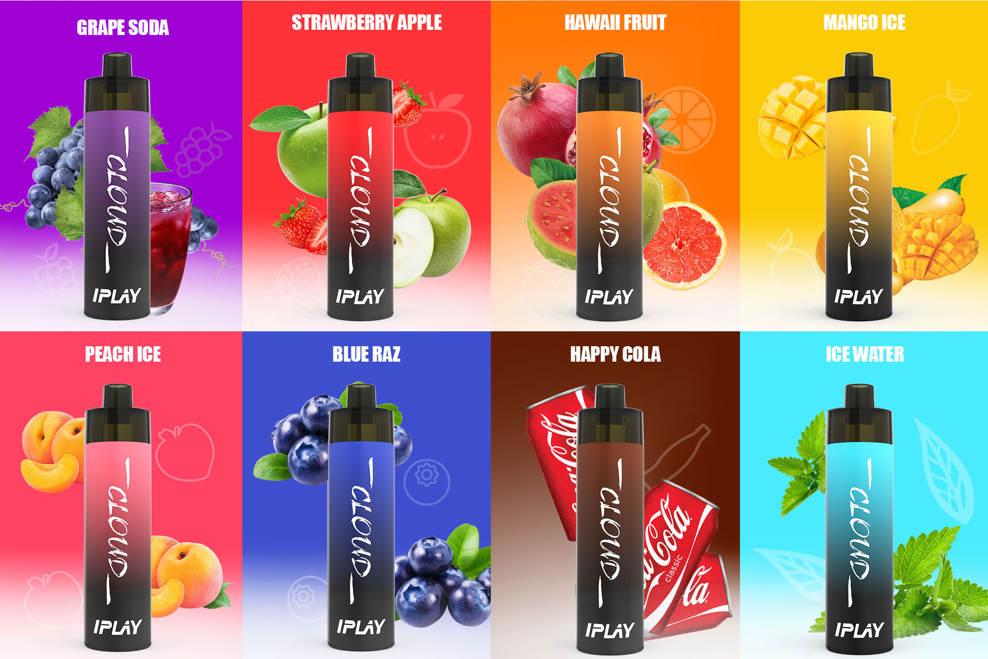 IPLAY CLOUD DISPOSABLE 8 FLAVORS