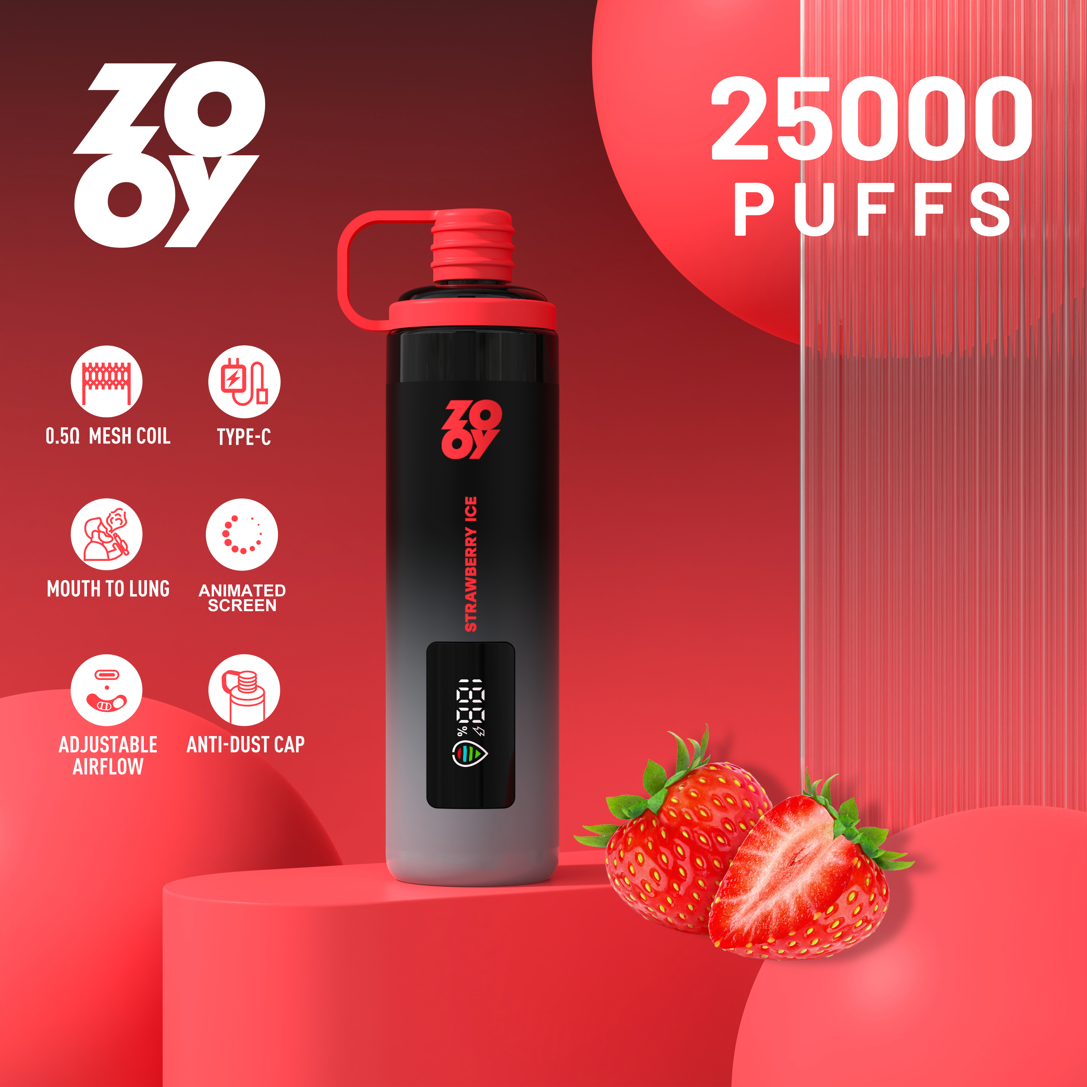 Zooy sisha 25000 2 Strawberry ice