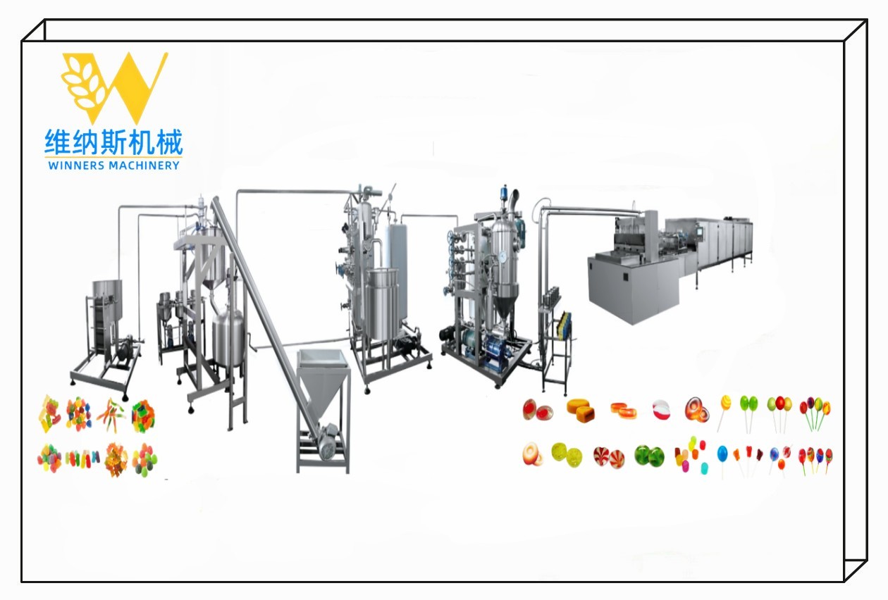 LIGNE DE PRODUCTION DE BONBONS DURS ET DE SUCETTES TROIS-EN-UN