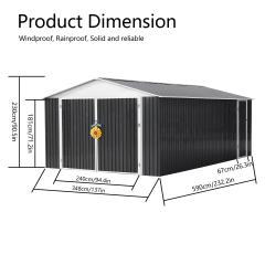 12x19 Feet Metal Garage Shed