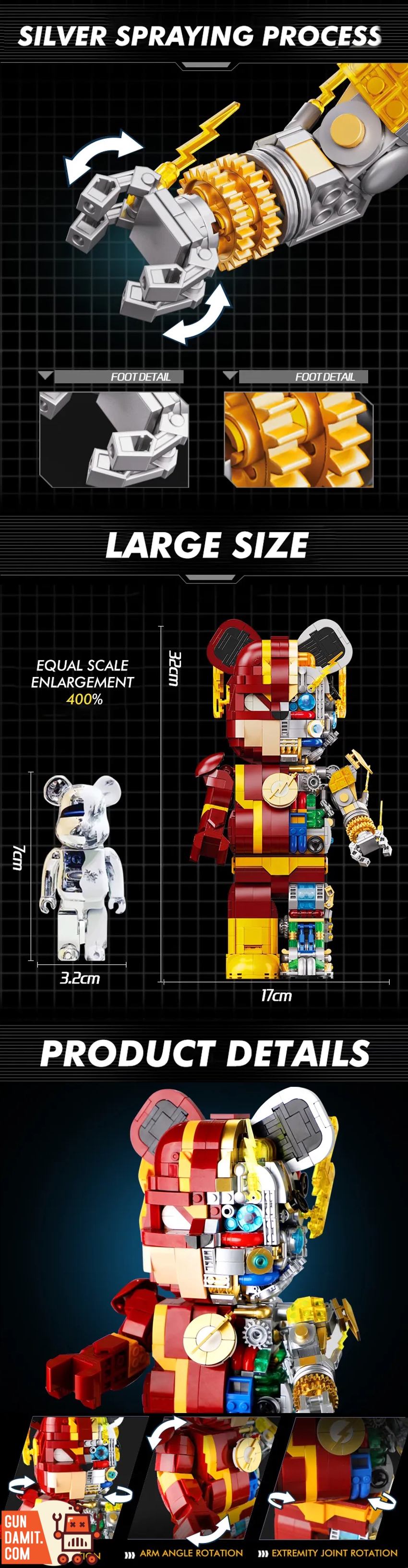 Wangao Block Model 188012 The Flash Mechanical Bear Half Clear