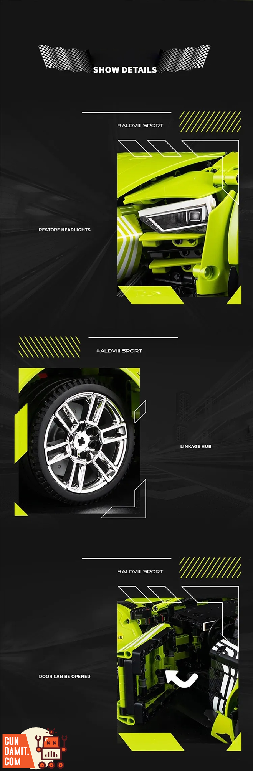 K Box 1/10 10516 Audi R8 Building Blocks w/o PF Parts - ChowBrick