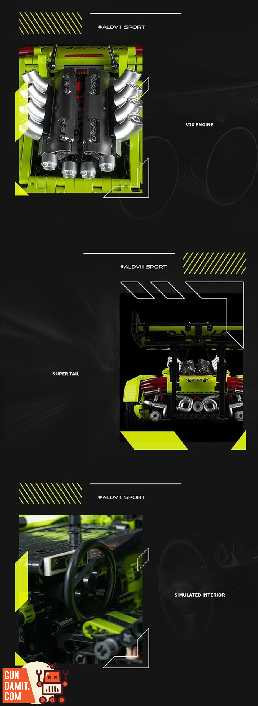 K Box 1/10 10516 Audi R8 Building Blocks w/o PF Parts - ChowBrick