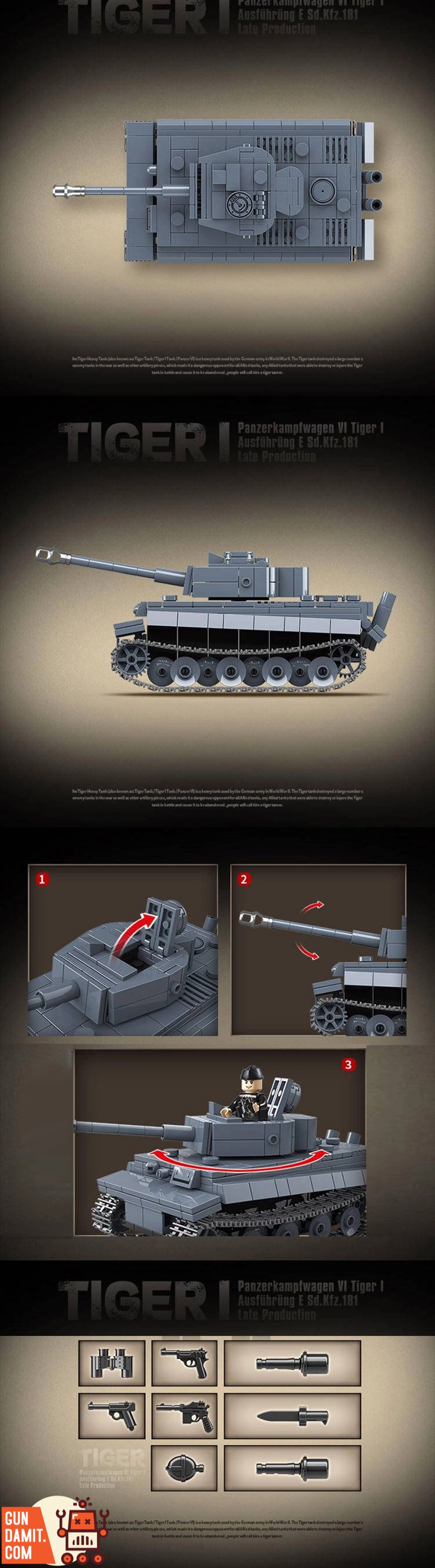 Quanguan 100242 Tiger I Tank Late Production - ChowBrick Store