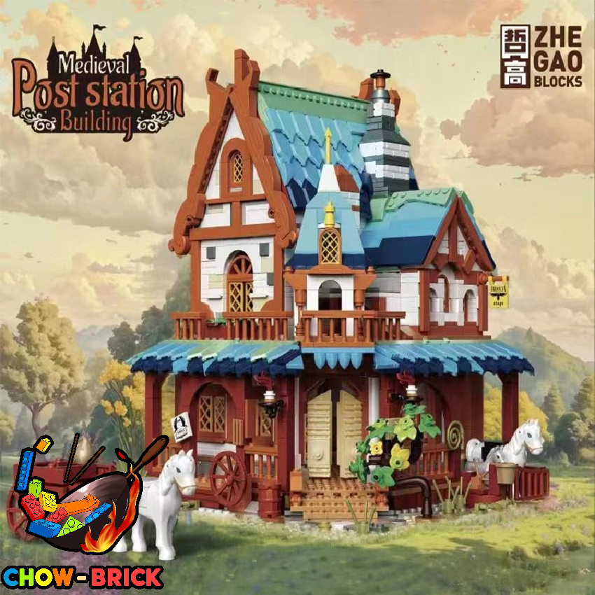 ZHEGAO 613007 Medieval Post Station Building Mini blocks