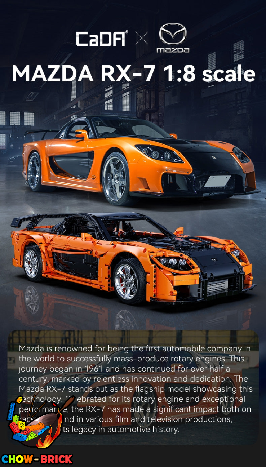 CaDA 1/8 C61502 Mazda RX-7 w/ PF Parts - ChowBrick Store