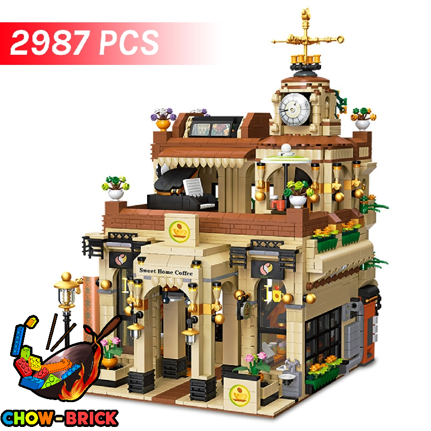Jie Star 89120 Vintage Coffee Shop w/ Lights - ChowBrick Store
