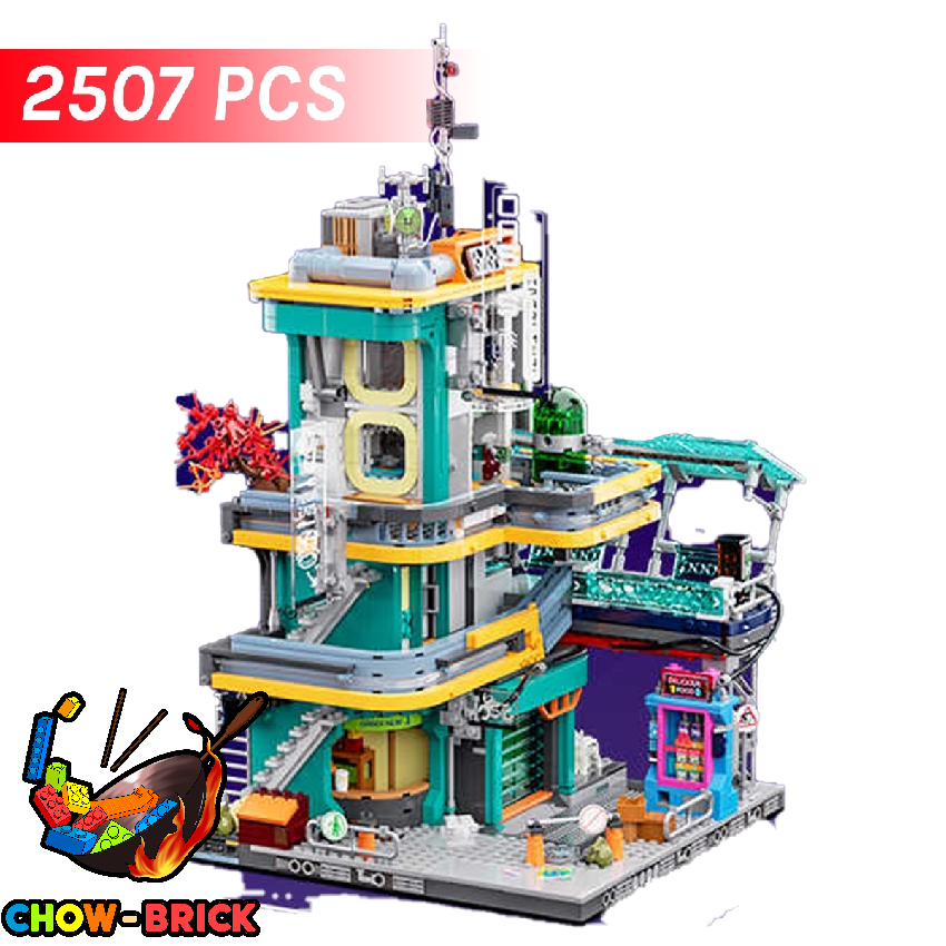 FUNWHOLE F9042 Cyberpunk Neon City Oasis Apartment w/ Lights