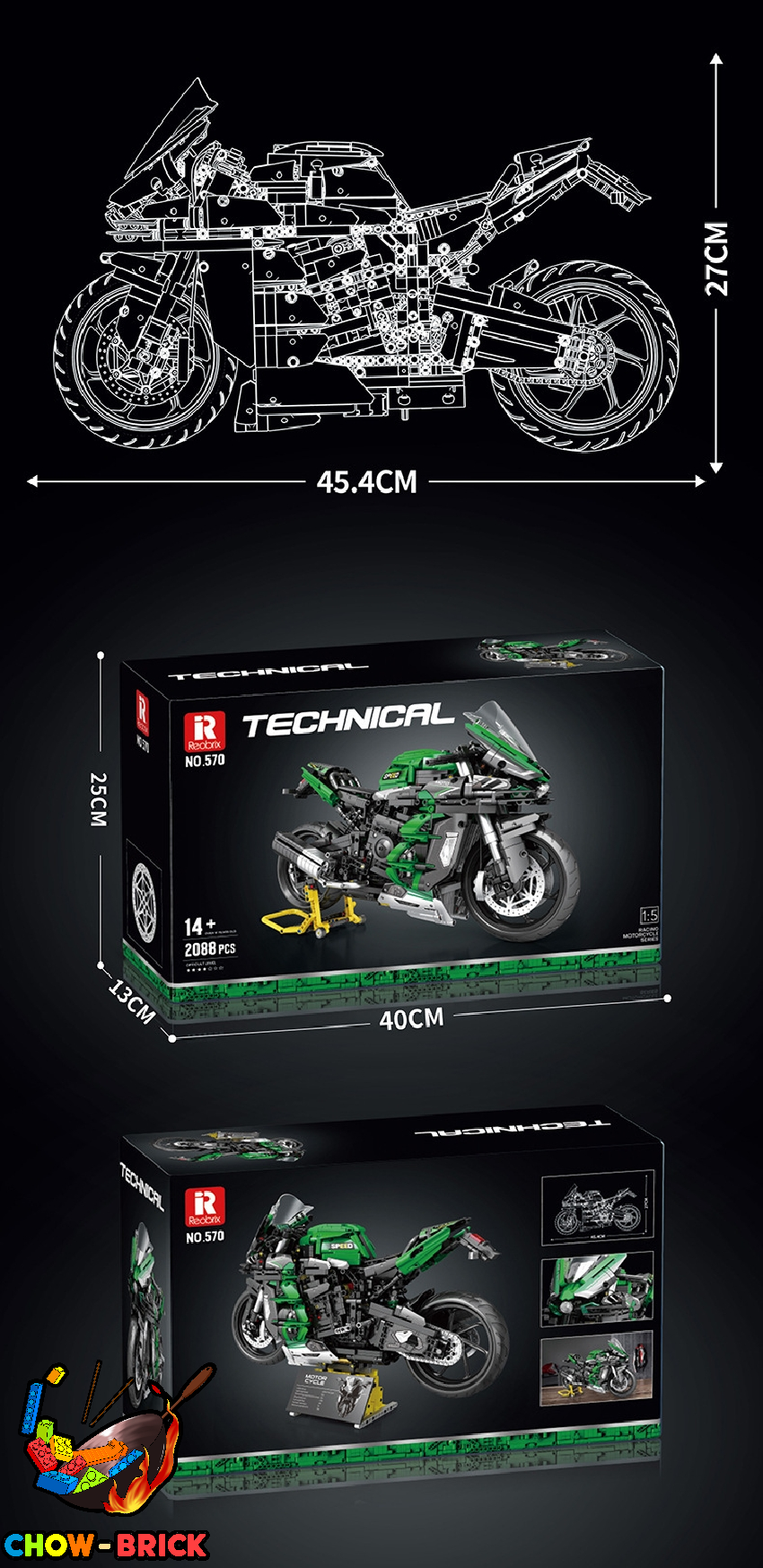 Reobrix 1/5 570 Kawasaki Ninja H2 SX - ChowBrick Store