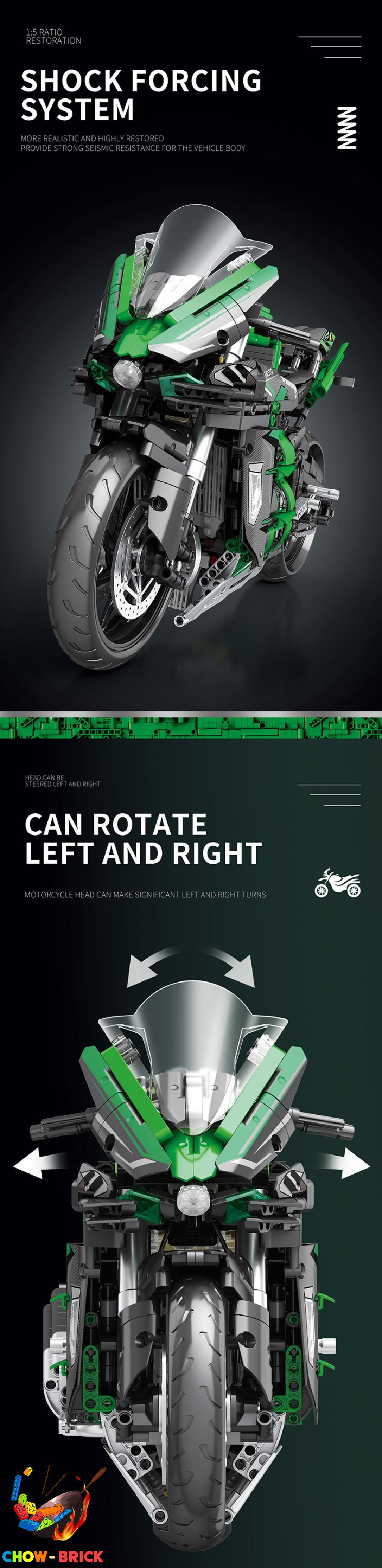 Reobrix 1/5 570 Kawasaki Ninja H2 SX - ChowBrick Store