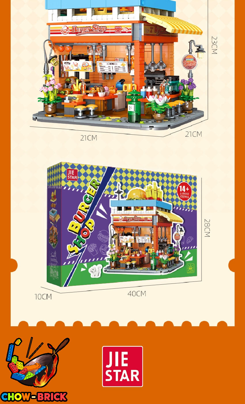 Jie Star JJ9082 Buger Shop w/ Lights - ChowBrick Store